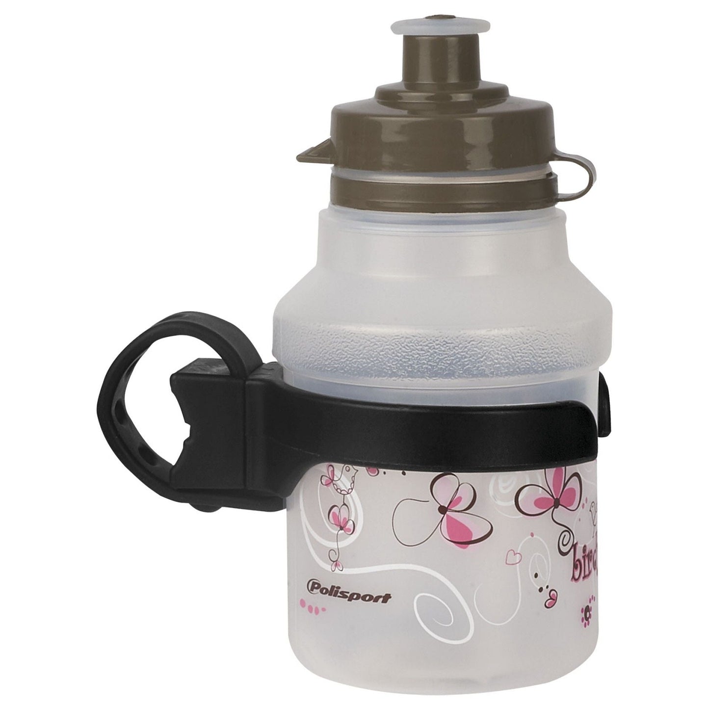 thruChildrens WATER BOTTLE, CLEAR, 350 ml "BIRDY" + CLIP-ON HOLDER Quality Polisport product