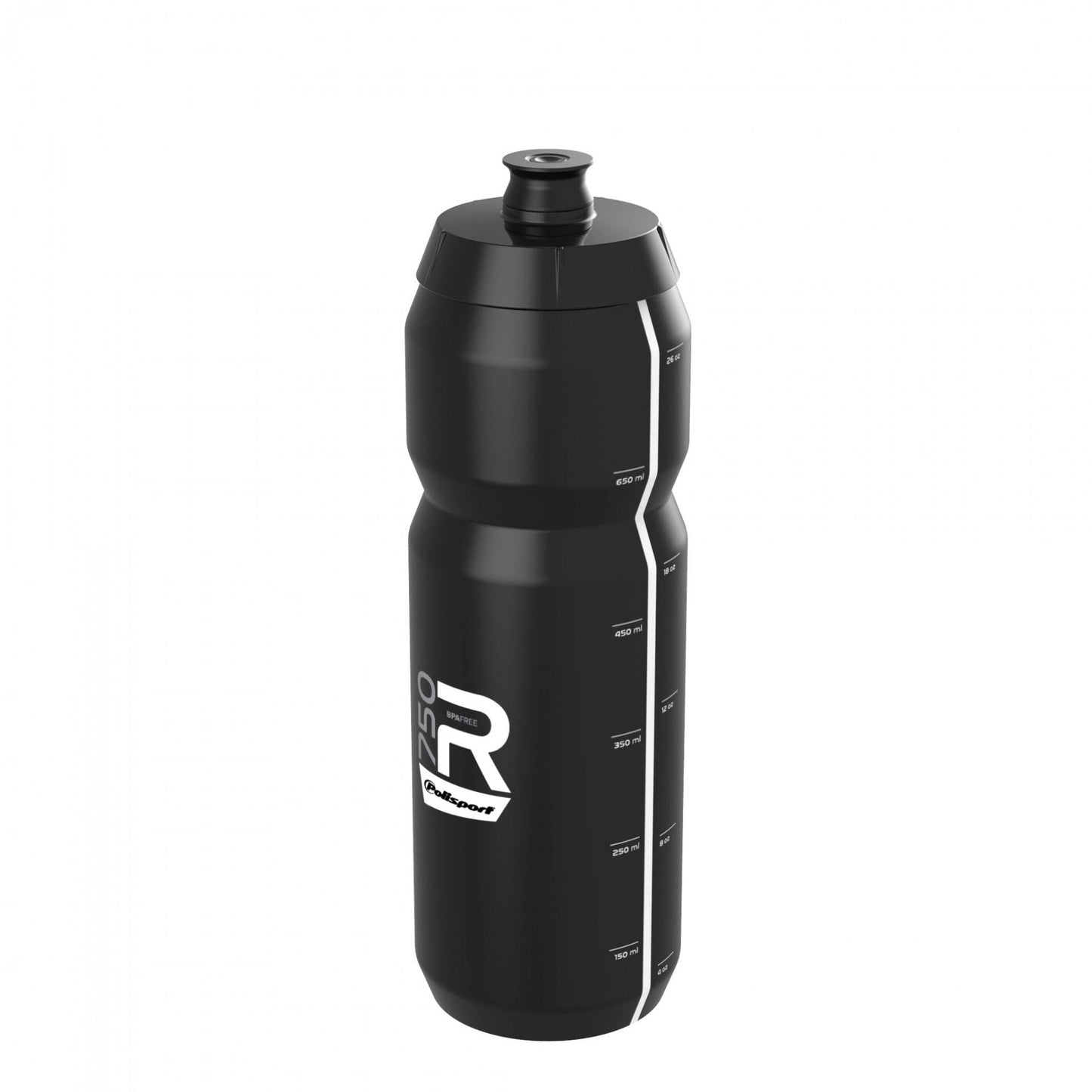WATER BOTTLE, SENSATIONAL - wide mouth - easy squeeze, HIGH FLOW, LIGHTWEIGHT SPORT BOTTLE 750ML BLACK Screw-On Cap Professional type - Quality Polisport product