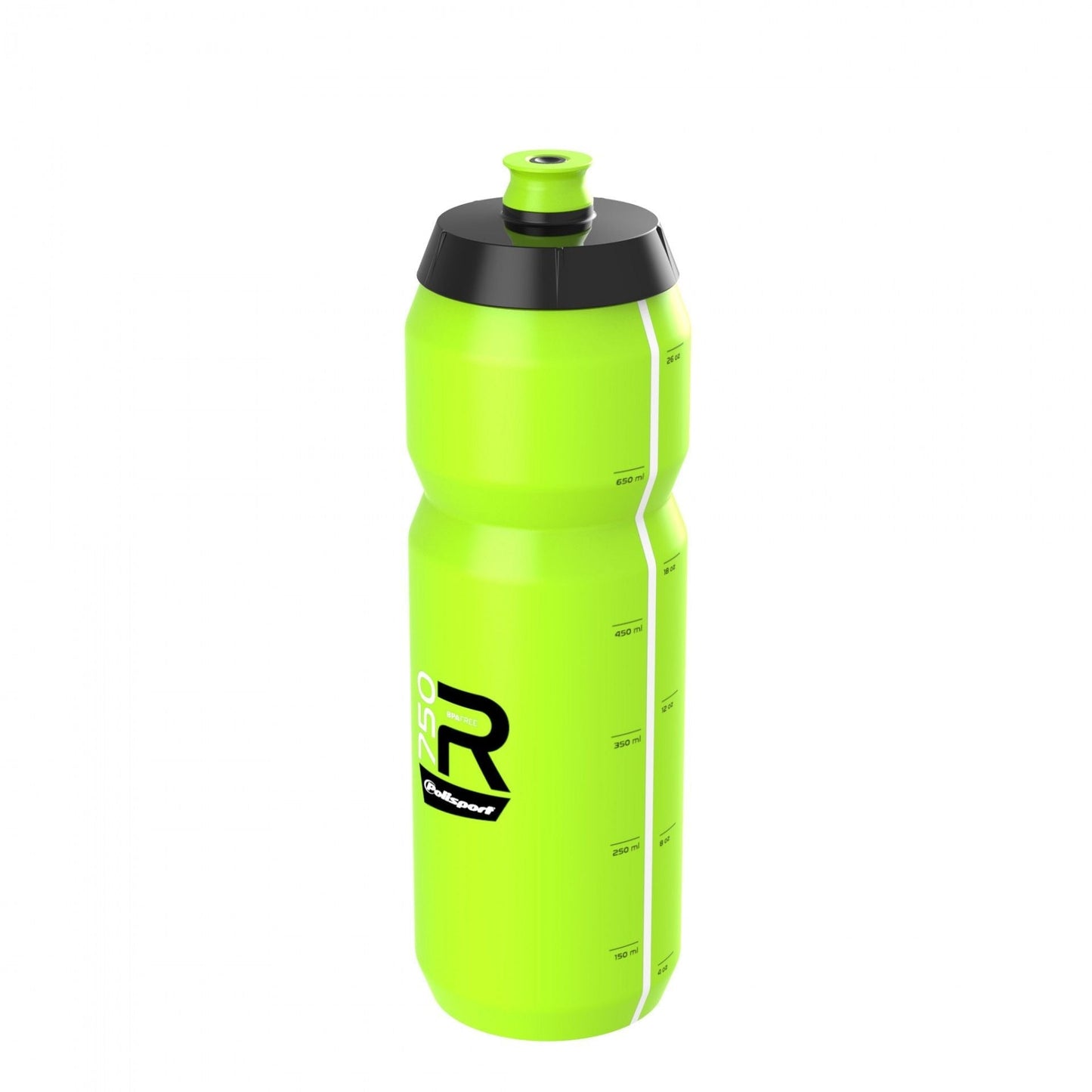 WATER BOTTLE, SENSATIONAL - wide mouth - easy squeeze HIGH FLOW, LIGHTWEIGHT SPORT BOTTLE 750ML HI-VIS YELLOW Screw-On Cap Professional type - Quality Polisport product