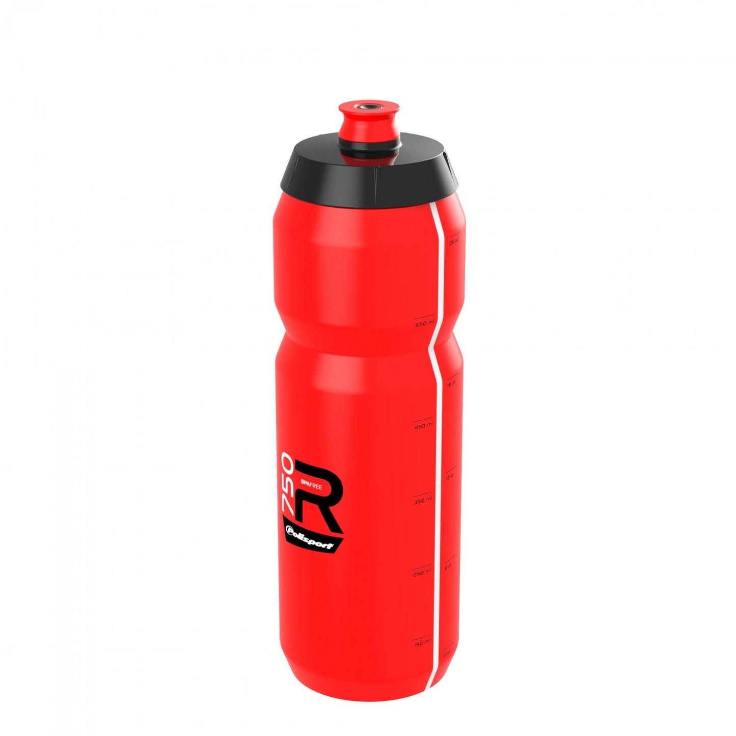 WATER BOTTLE, SENSATIONAL - wide mouth - easy squeeze HIGH FLOW, LIGHTWEIGHT SPORT BOTTLE 750ML RED Screw-On Cap Professional type - Quality Polisport product