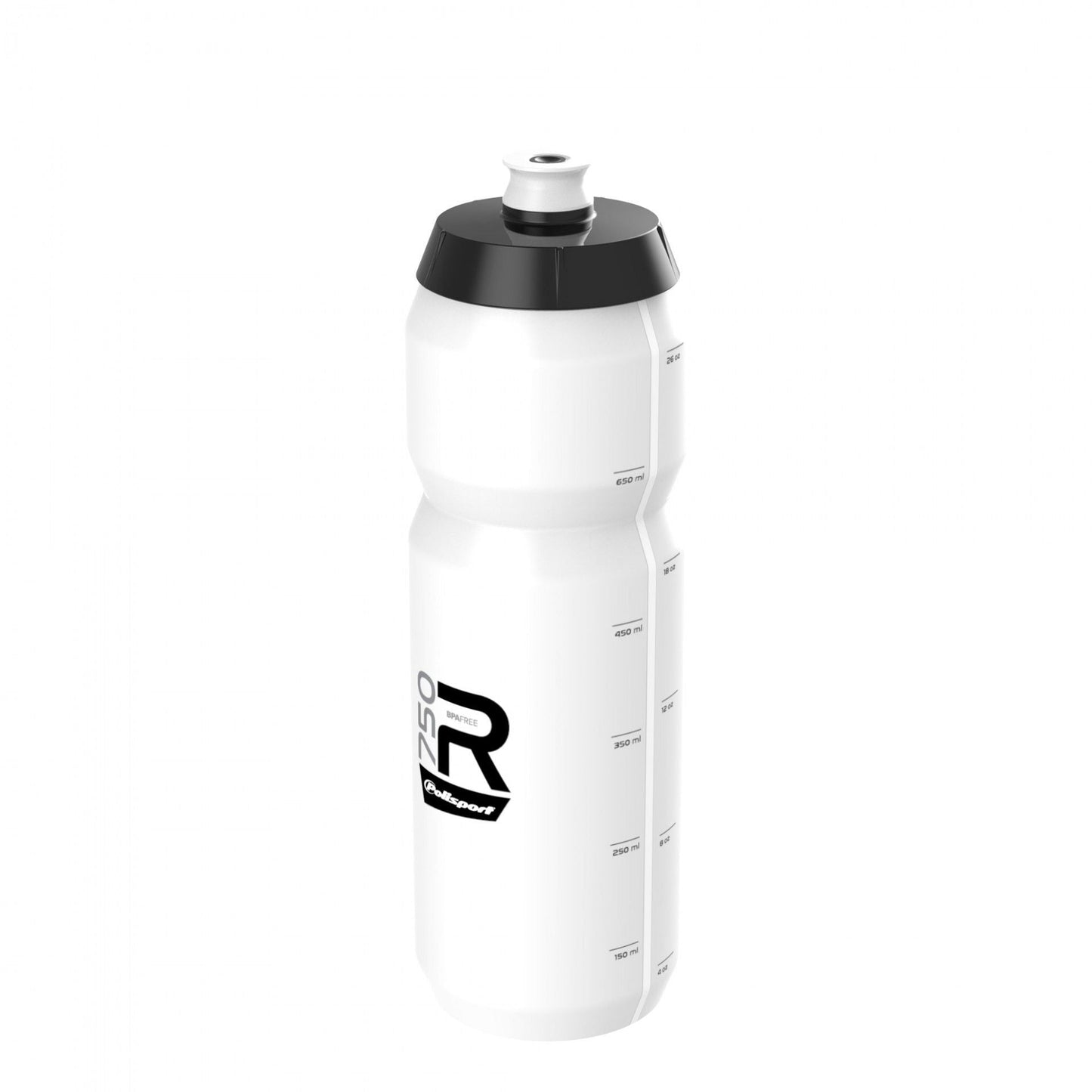 WATER BOTTLE, SENSATIONAL - wide mouth - easy squeeze HIGH FLOW, LIGHTWEIGHT SPORT BOTTLE 750ML WHITE Screw-On Cap Professional type - Quality Polisport product