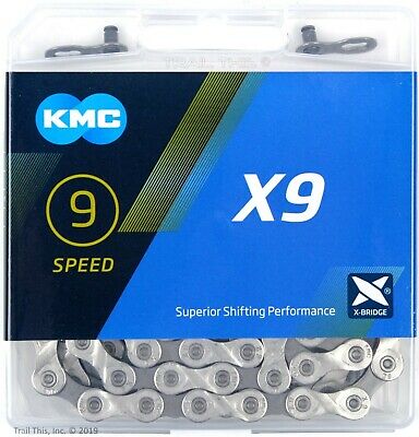 CHAIN - 9 Speed - KMC X9 - 116L - SILVER/GREY - w/Connect Link