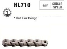 CHAIN - Single Speed - KMC HL1 - 100L - SILVER - w/Connect Pin - (Half Link Chain)