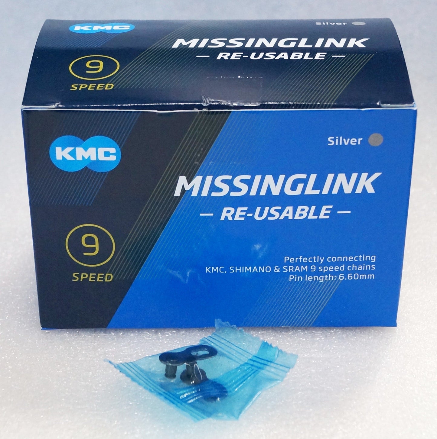 LINK - Connecting Links for 9 Speed, KMC, SILVER 40pcs for WORKSHOP