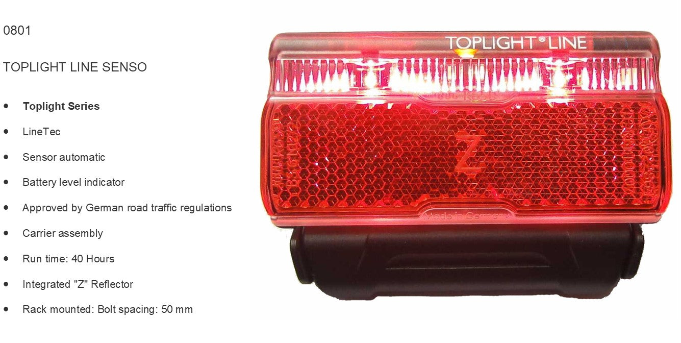 BUSCH & MULLER - REAR LIGHT - Line Toplight Series, Auto Sensor, Battery Level Indicator, Rack Mount 80mm Bolt Spacing, Integrated Z Reflector, 40 Hrs Run Time,
