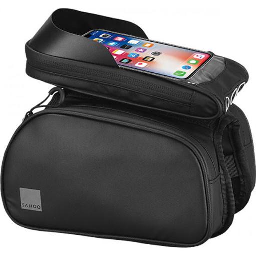 SAHOO Top Bar Bag with removable Phone Holder, top tube mount, attach phone holder