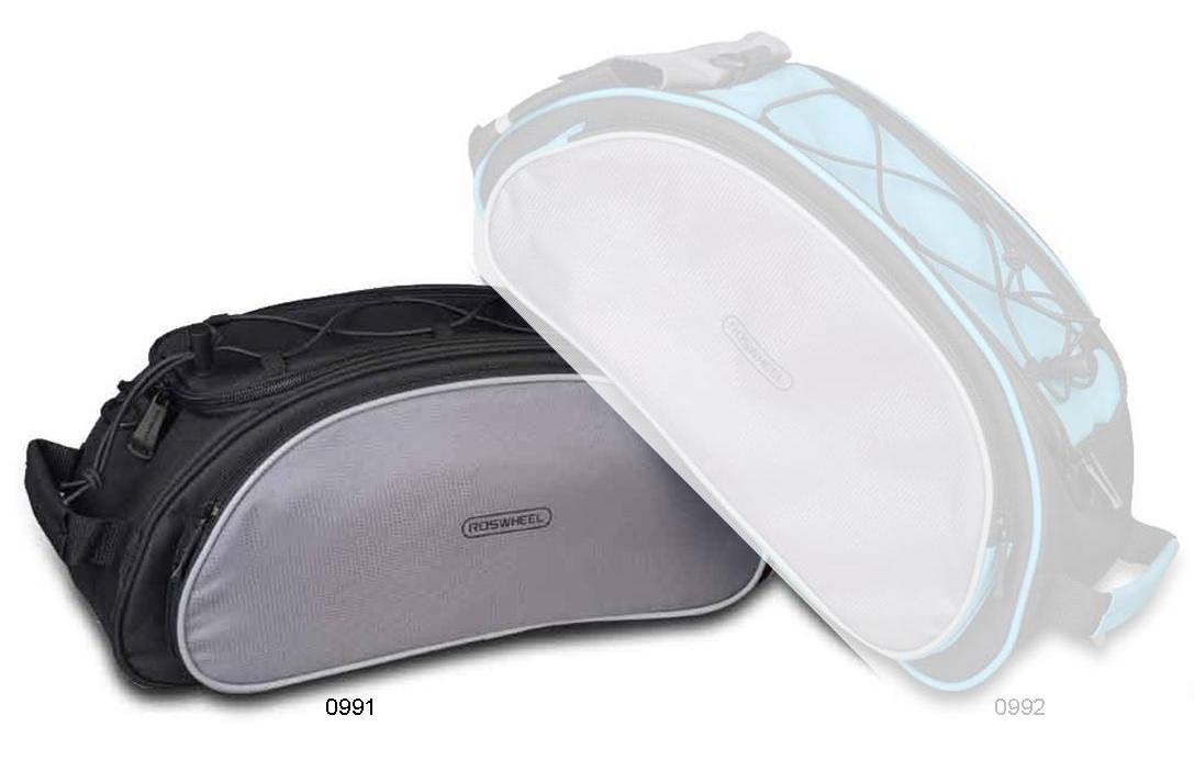 SAHOO Rack Top Bag, 13L cap, Black/Grey L41/W16/H19cm, velcro attach, 4 compartments