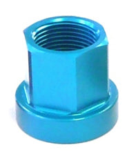 ALLOY HUB AXLE NUT - M14, Flange Type, Blue