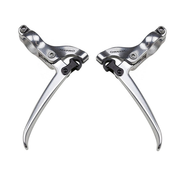 BRAKE LEVERS - Tektro Brake Lever For Flat Bar Road, 3 Finger Type, 22.4mm Clamp, For Canti or Road Caliper, Alloy, SILVER/SILVER (Sold In Pairs) (FL750)