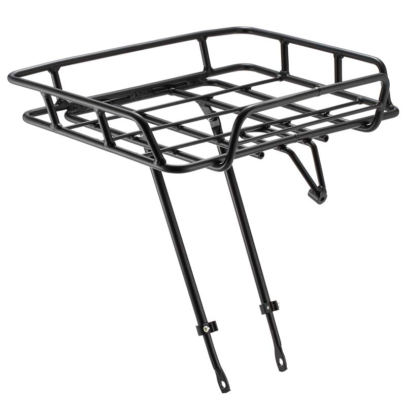 CARRIER - Front Rack, alloy, adjustable for size: 26"-29", powder coated, black. MAX Load: 10kg-W43cm and L 34cm x 5cm deep.