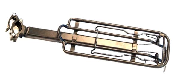 CARRIER Rear Carrier, Seat Post Mounted, QR with Spring Bow, Alloy, BLACK (Up to 31.8mm) (5kg Load Limit)