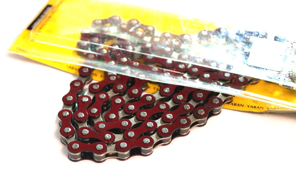 CHAIN 1/2 x 1/8 x 112L, Single Speed, Nickel, RED (YBN S-410)