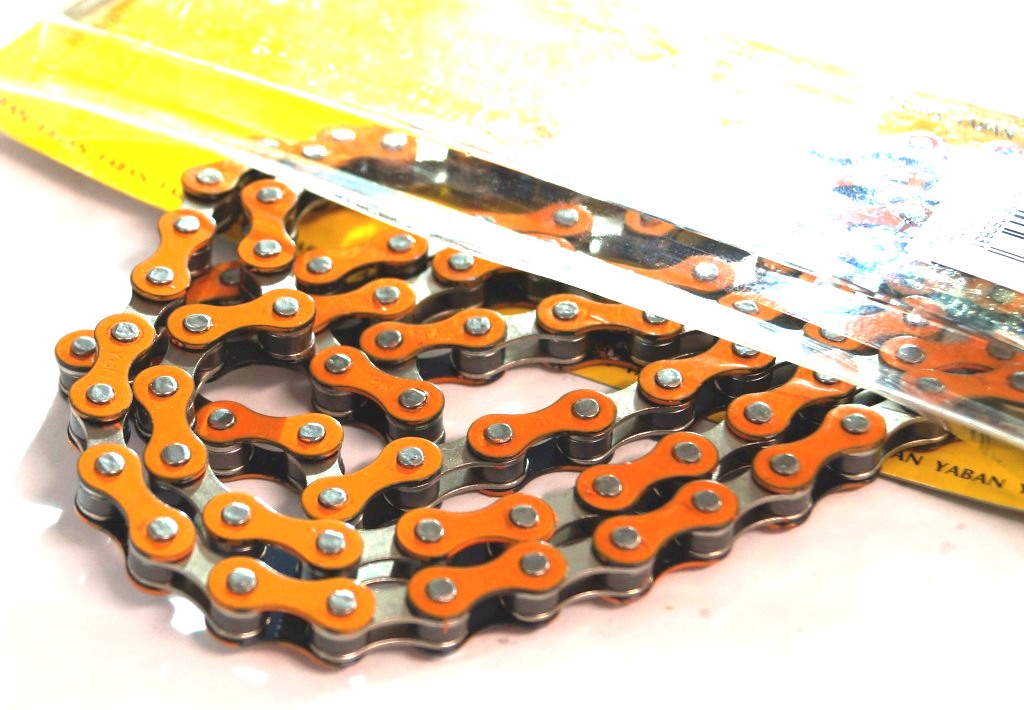 CHAIN 1/2 x 1/8 x 112L, Single Speed, Nickel, ORANGE (YBN S-410)