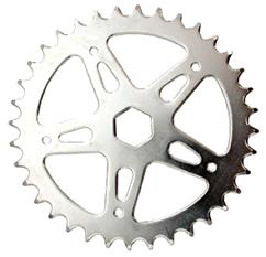 CHAIN RING 1/2 x 1/8 x 36T, for OPC 16" Bikes, with 21mm HEXAGON Hole to fit small BB, Steel, SILVER