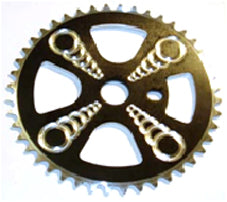 "Very special pricing" CHAIN RING 1/2 x 1/8 x 44T, CNC, For BMX, Alloy BLACK with SILVER teeth
