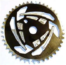 CHAIN RING  1/2 x 1/8 x 44T, CNC, For BMX, Alloy  BLACK with SILVER teeth