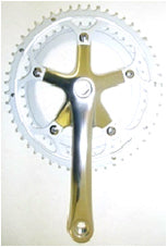 CHAINWHEEL SET 170mm x 42T/52T, Alloy with replaceable Chain Rings w/o Guard, Diamond Taper, Hi Polish SILVER (BCD 130)