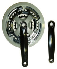 CHAINWHEEL SET 152mm x 22/32/42T, Steel, BLACK Cranks, GREY Chain Guard