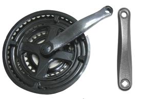 CHAINWHEEL SET 170mm x 28/38/48T, Steel, with Guard, BLACK