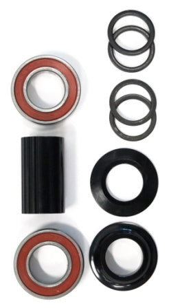 BOTTOM BRACKET SET - For 22mm, Mid Type, Does NOT Include Spindle, With Sealed Bearings, Set of 9 Pieces, BLACK