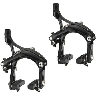 TEKTRO Tektro Caliper Brake Set, 47-57mm Reach, Dual Pivot, Q/R, Forged Alloy, Design For Big Tyres, Recessed, BLACK (Front & Rear)