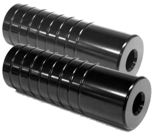 Foot Pegs, 14mm Axle, 38 x 110mm Threaded, Steel, BLACK