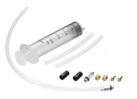 Service/bleed kit, Tektro/TRP, plastic tubing x 3 , hose retainer x 2, compression ferrules x 2, brass inserts with o-ring x 2, inlet and outlet valve ( for lever), brake fluid NOT included