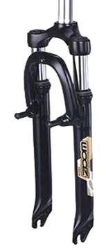 SUSPENSION FORK 24, Threadless, 1.1/8" OD (28.6mm), ID 24.8, V brake with Disc brake mounts, 260mm Steerer, 63mm Travel, BLACK, ZOOM