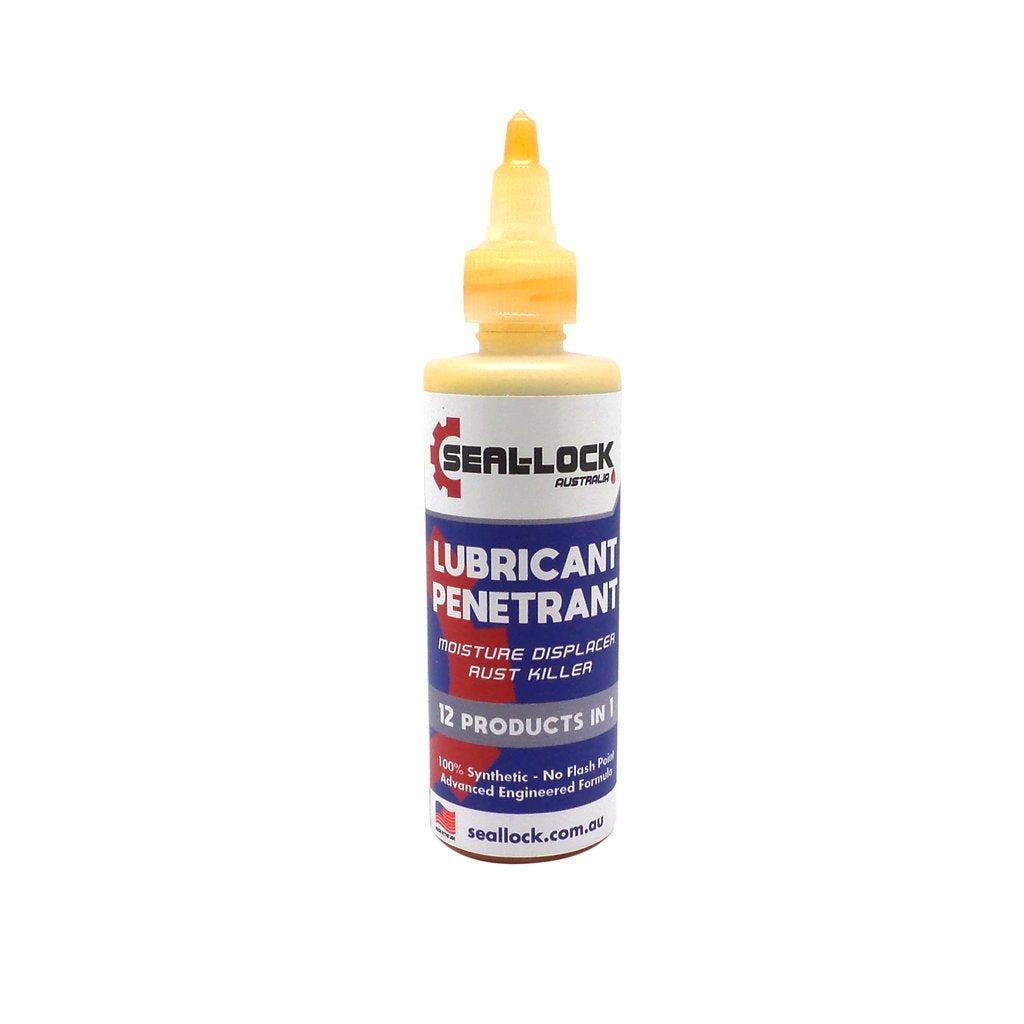 Lubricant/Penetrant. 100ml DRIP bottle, Seal Lock penetrates solid rust freeing up s and s, cables and chains. It creates a barrier, stopping rust and leaving a dry dust free surface
