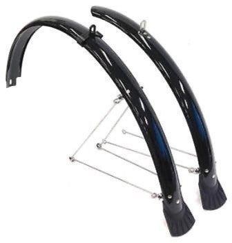 MUDGUARD SET for 24" bikes, Front (w/1 stay) & Rear (w/2 stays) BLACK (50mm Wide) (Mounting s NOT included)