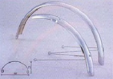 MUDGUARD SET 26, Front & Rear, MTB, alloy, CP with inside stay, 70mm with round profile