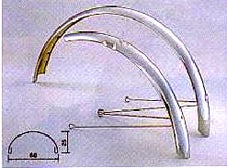 MUDGUARD SET 26, Front & Rear, S/STEEL, 60mm with round profile