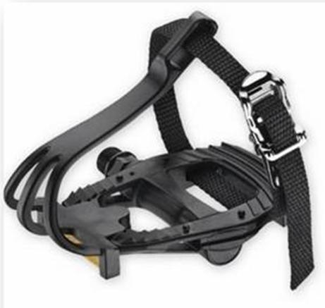 PEDALS, BLACK, 9/16 axle, P.P, inc Toe clip & straps