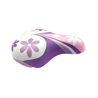 SADDLE Junior, 180mm x 145mm, with Clamp, PINK/WHITE