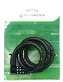 Cable lock, black, 4 digit, resettable combination, 12mm x 900mm, Made in Taiwan