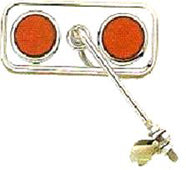Mirror, rectangular, 140mm arm length, with red reflectors.