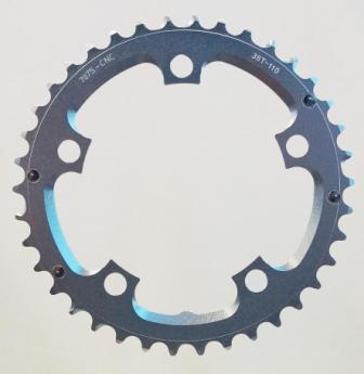 Chain Ring, 38T x 110 BCD for 9/10 speed, 7075 CNC Alloy, SILVER, w/ramps