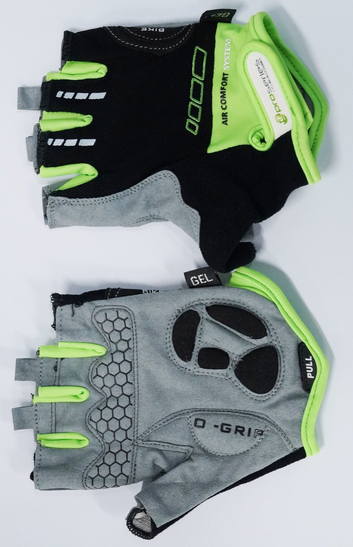 BLACK with GREEN TRIM GLOVES - PRO SERIES, Amara Palm, Lycra Towel GEL Padding, XL
