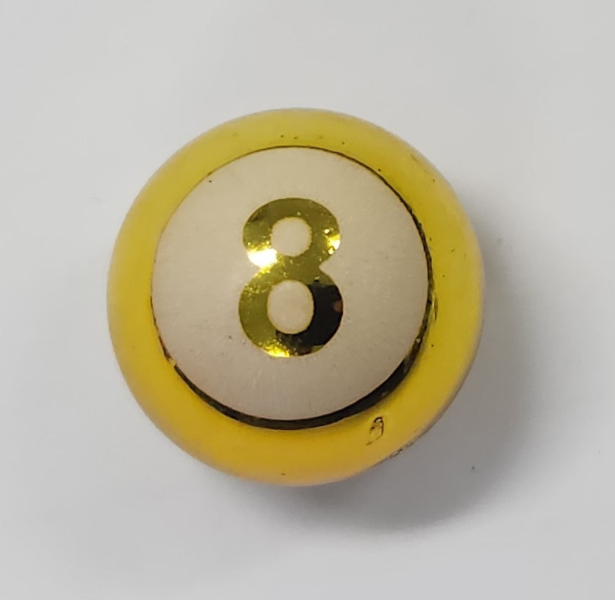 Valve Cap, Gold 8 ball, alloy anodised, A/V (Sold Individually)