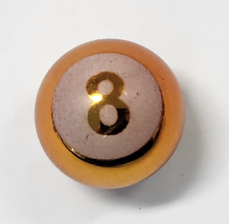 Valve Cap, Orange 8 ball, alloy anodised, A/V (Sold Individually)