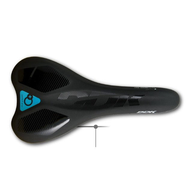 Saddle, vinyl top, black pc w/memory foam, w/DDK logo, steel black rail L:270 W:140mm, Quality DDK product made in Taiwan