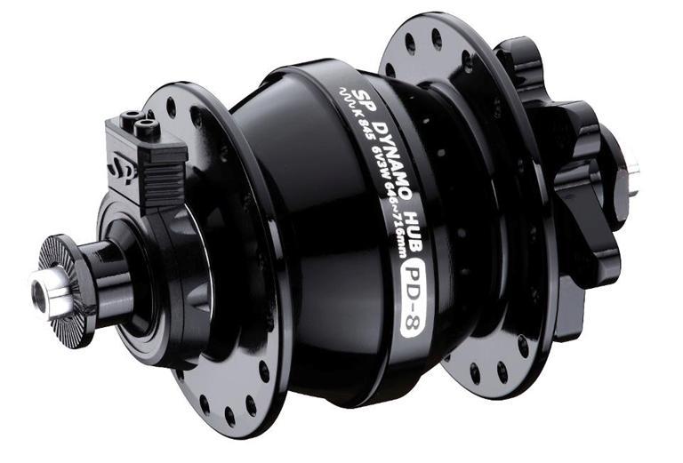 DYNAMO HUB Shutter Precision, PD-8. 6V 3W Output, Front, 36H, 6 Disc, Standard QR, BLACK