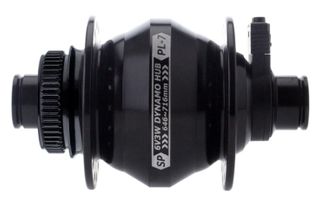 DYNAMO HUB Shutter Precision, Model PL-7, 12mm Thru Axle, 100mm OLD, 28H, CENTERLOCK Disc, Black