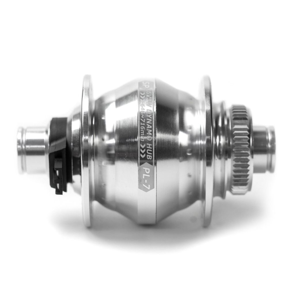 DYNAMO HUB Shutter Precision, Model PL-7, 12mm Thru Axle, 100mm OLD, 32H, CENTERLOCK Disc, Silver