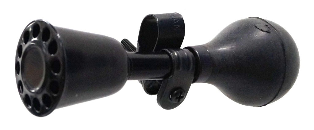 AIR HORN - 15cm Long, BIKES Up!, BLACK With Black Rubber Bulb