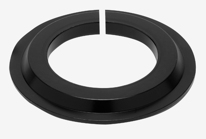 Headset crown race reducer, set for 1-1/8" straight steerer to 1.5" head tube, Black - SOLD INDIVIDUALLY 30mm ID x 45deg x 4.6mm height