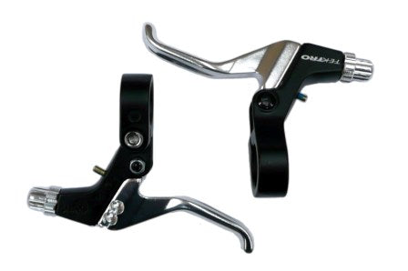 BRAKE LEVER - Tektro Brake Levers, 2 Finger Type, Works With ( Linear - requires modification ), Caliper, Cantilever & U Brakes, SILVER/BLACK (Sold In Pairs)