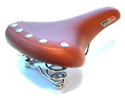SADDLE , CRUISER, 268mmL x 221mm, CP COIL SPRING, Brown w/Rivets