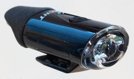 LIGHT Front, D-Light, USB rechargeble, 4 functions, Ultra Compact, BLACK, 0.5Watt LED, 16 hours batt in Flashing