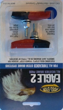 BRAKE PADS - KOOL STOP EAGLE 2 DUAL BLACK/SALMON THREADED KSE2TDL